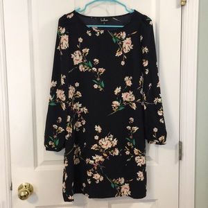 Navy Blue Floral Shift Dress from Lulu’s